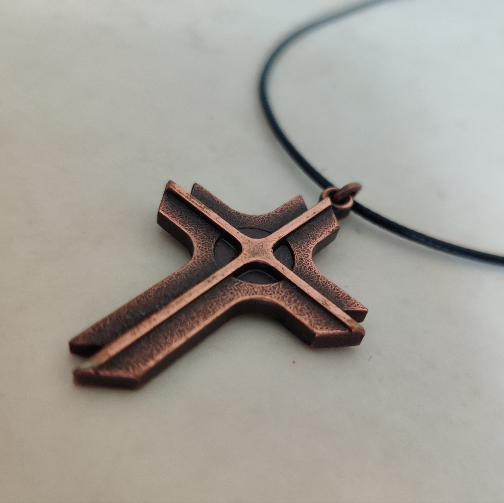 Vintage Modernist Copper Cross - Picture 2 of 11